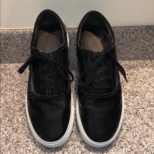 Vince Platform Black Velvet Leather Sneakers
